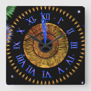 Haselnuss-Mitternachtsuhr Quadratische Wanduhr