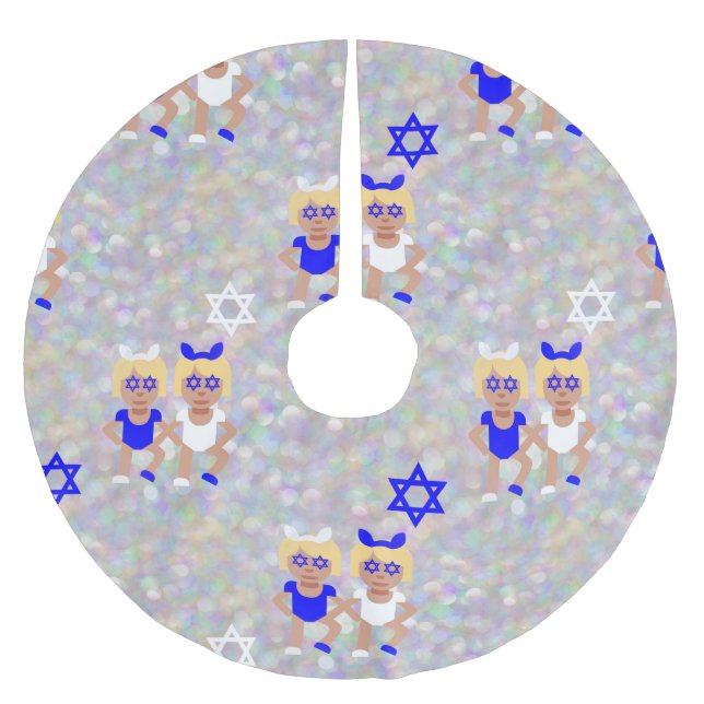 Haselohren hanukkah emoji polyester weihnachtsbaumdecke (Vorderseite)