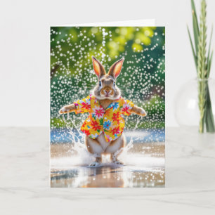 Hasen am Geburtstag in einem Splash Pad Karte