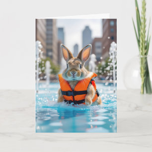 Hasen am Geburtstag in einem Stadtbrunnen Karte