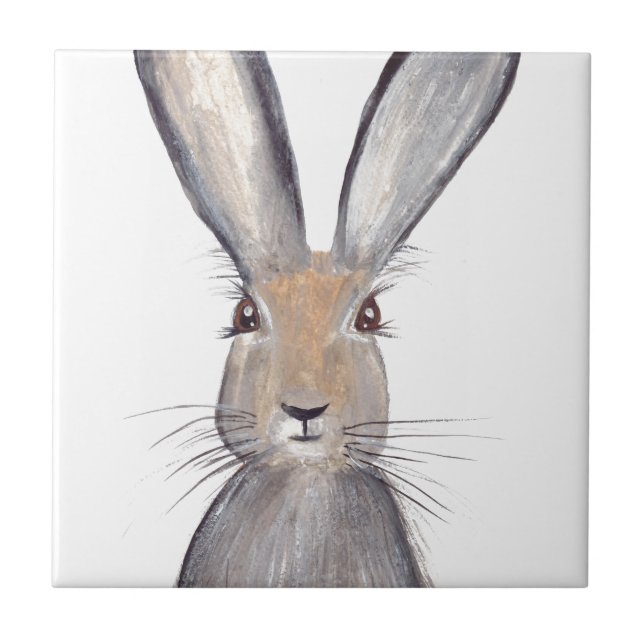 Hasen Aquarellbasen Fliese (Vorderseite)