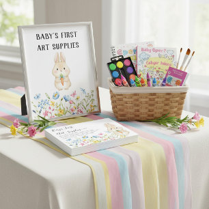 Hasen-Baby-Party „Babys erste Kunstutensilien“ Poster