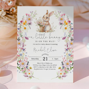 Hasen-Baby-Party-Einladung, Wildblumen-Frühlingsde Einladung