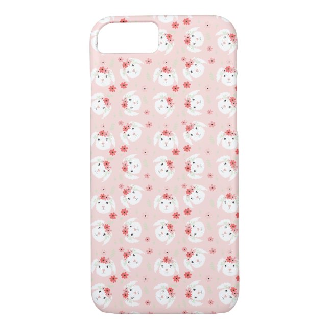 Hasen-Blume Kronenmuster rosa Case-Mate iPhone Hülle (Rückseite)