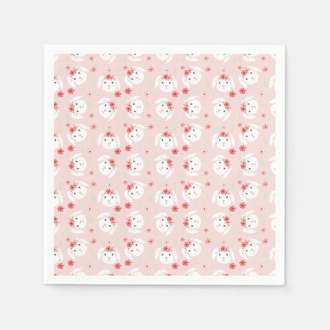 Hasen-Blumenkrone Rosa Serviette (Vorderseite)