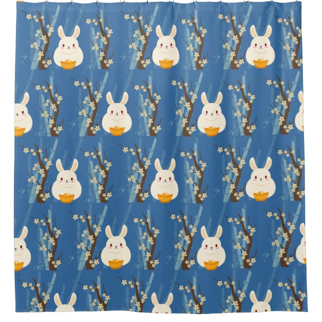 Hasen-Chinesen Duschvorhang (Vorderseite)