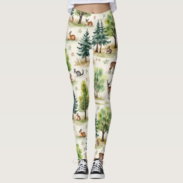 Hasen der Hirscheichhörnchen Nahtloses Muster Leggings (Vorderseite)