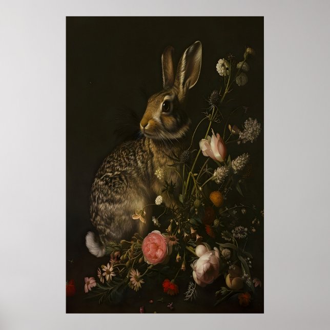 Hasen Garten Dark Academia, Dunkle Botanische Wand Poster (Vorne)