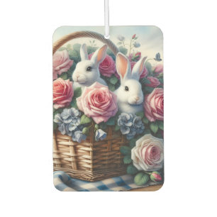 Hasen, gebettet zwischen Cottage-Rosen Autolufterfrischer