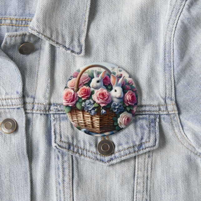 Hasen, gebettet zwischen Cottage-Rosen Button (Beispiel)