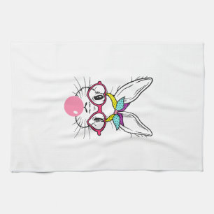 Hasen-Gesicht Kaugummi blasende Brille Stirnband H Geschirrtuch