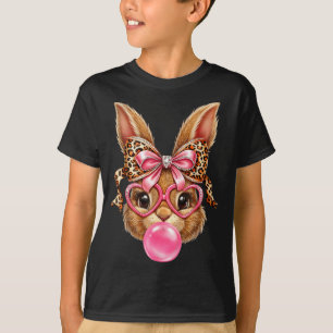 Hasen-Gesicht Leopard-Brille T-Shirt