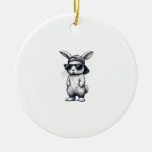 Hasen-Gesicht mit Sonnenbrille Cap Ostertag für Ju Keramik Ornament