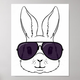 Hasen-Gesicht mit Sonnenbrille für Jungen Männer K Poster