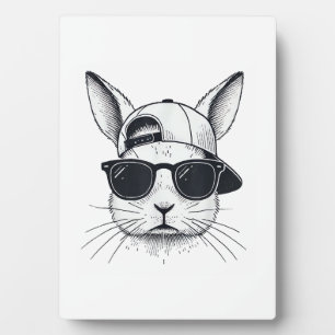 Hasen-Gesicht mit Sonnenbrille Kappe Ostertag für  Fotoplatte