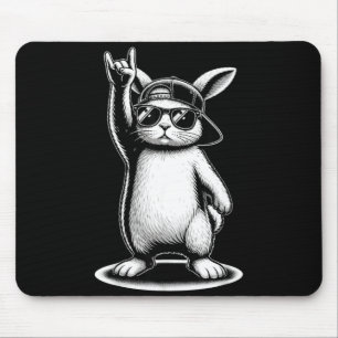 Hasen-Gesicht mit Sonnenbrille Kappe Ostertag für Mousepad