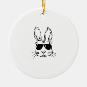 Hasen-Gesicht mit Sonnenbrille Ostertag für Jungen Keramik Ornament