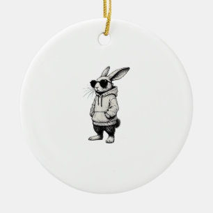 Hasen-Gesicht mit Sonnenbrille Ostertag für Jungen Keramik Ornament