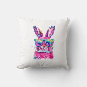Hasen-Gesicht mit Tie Dye Brille Frohen Ostertag M Kissen