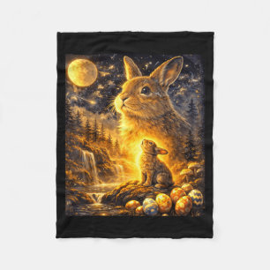 Hasen heult zum Mond Vintage 90er Tiere Fleecedecke