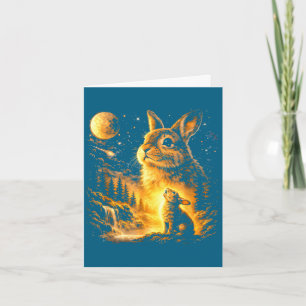 Hasen heult zum Mond Vintage 90er Tiere Karte