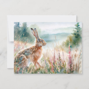 Hasen in Meadow Watercolor Art Postkarte