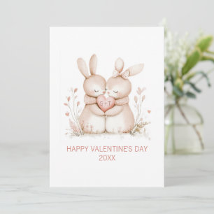 Hasen individuelle Anfangsbuchstaben Valentinstag Feiertagskarte