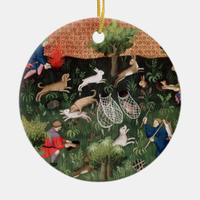 Hasen Jagd fol.92 Frau-Fr 616, vom Livrede Keramikornament (Vorne)