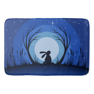 Hasen, Kaninchen, Mondschein-Silhouette Badematte