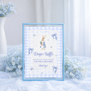 Hasen-Karo-Baby-Shower-Windel-Raffle Poster
