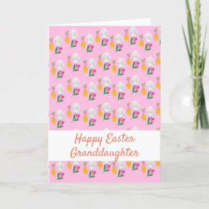 Hasen, Karotten und lila Tulpen Muster Feiertagskarte