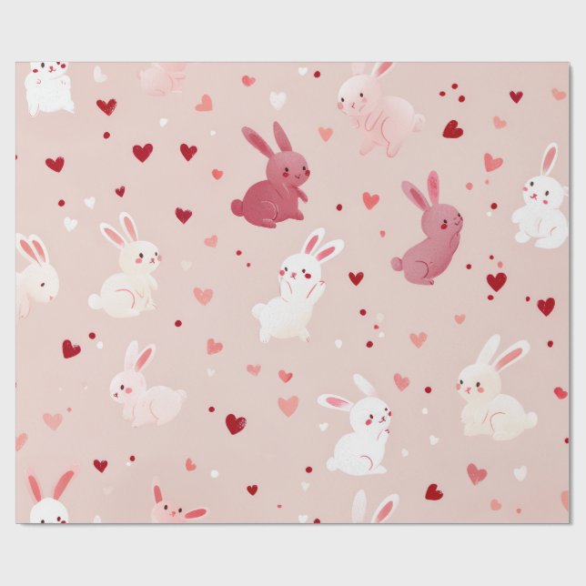 Hasen Küsschen & Herzenswünsche Geschenkpapier (Flach)