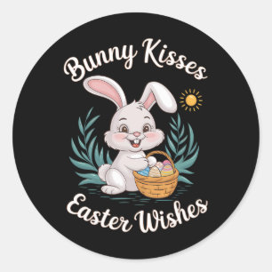 Hasen Küsschen Osterwünsche Süßer Osterhase Eier Runder Aufkleber