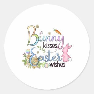 Hasen Küsschen Osterwünsche Tee-Geschenk Runder Aufkleber