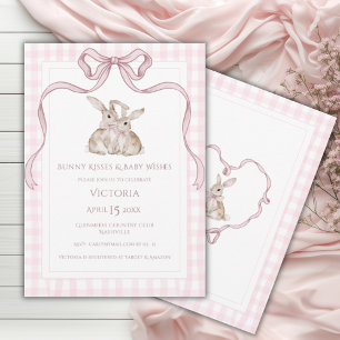 Hasen-Küsse & Baby-Wünsche Rosa Baby-Party Einladung