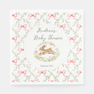 Hasen-Mädchen Rosa Blumen-Baby-Party Serviette