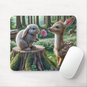 Hasen mit Diskettenhütte und Blume Mousepad
