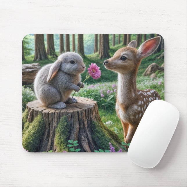 Hasen mit Diskettenhütte und Blume Mousepad (Mit Mouse)