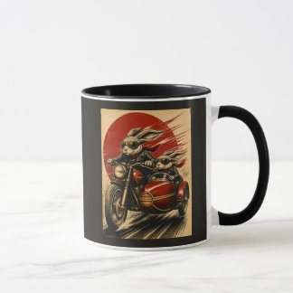 Hasen Motorrad Beiwagen Tasse