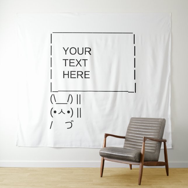 Hasen Protestschild / Anpassbare ASCII-Textkunst Wandteppich (Beispiel (Horizontal))