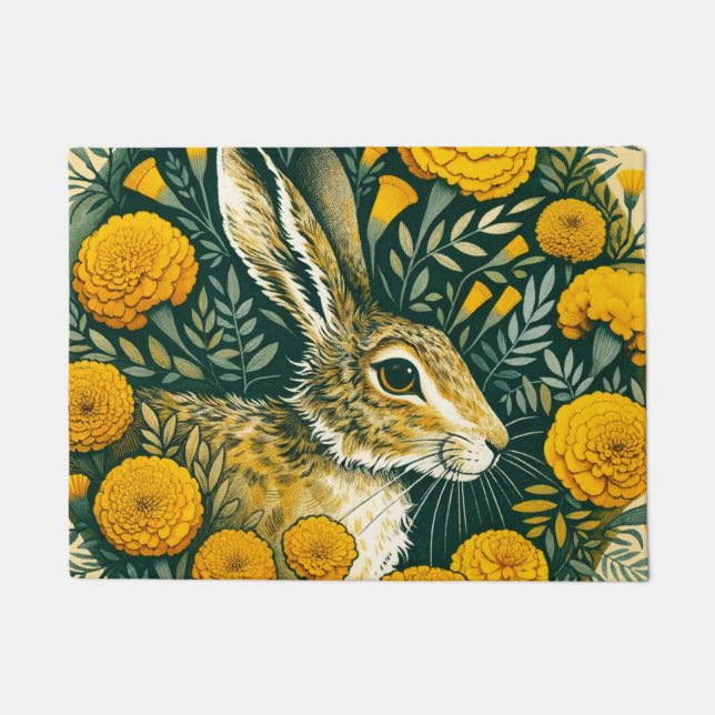 Hasen Ringelblume Fußmatte (Vorderseite)