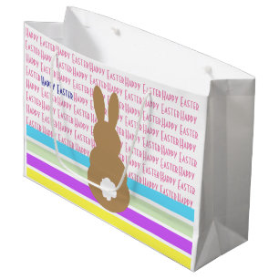 Hasen-Silhouette und Frohe Ostern Design Große Geschenktüte