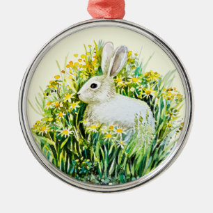 Hasen und gelbe Blumen Ornament Aus Metall