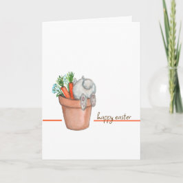 Hasen und Karotten in einer Blume Pot Holiday Card Feiertagskarte