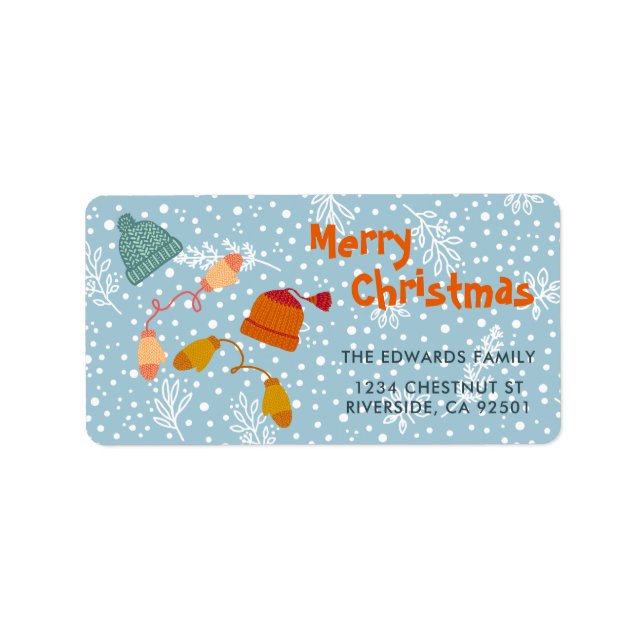 Hasen und Zwiebeln Winter Adressaufkleber (Vorne)