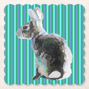 Hasen-Untersetzer mit gestreiftem blauem Hintergru Untersetzer