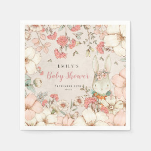 Hasen-Vintage-Blumen-Babyshower Serviette