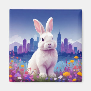 Hasen Vintage-Tier Natur Baum Wald Stadt Kunst Magnet