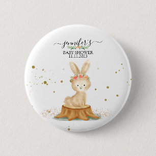 Hasen-Wald-Wildlife-Babyparty Punkte Button