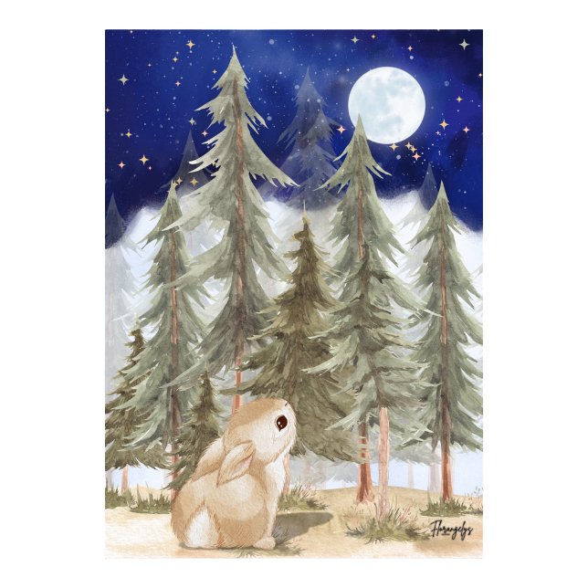 Hasen Wandkunst Poster  Sternennacht (Bunny Wall art Poster Starry Night)